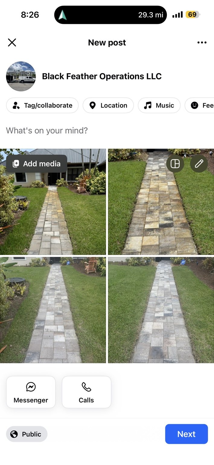 Before and after walkway cleaning transformation